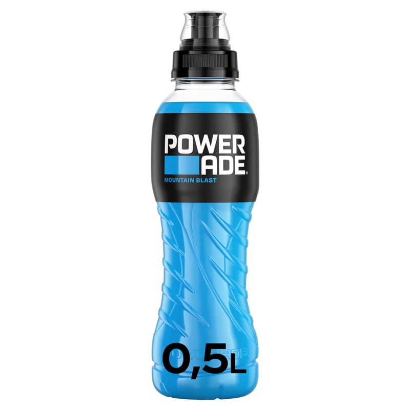 Powerade Mountain Blast, kalorienarmes Sportgetränk mit Elektrolyten (12 x 500 ml)