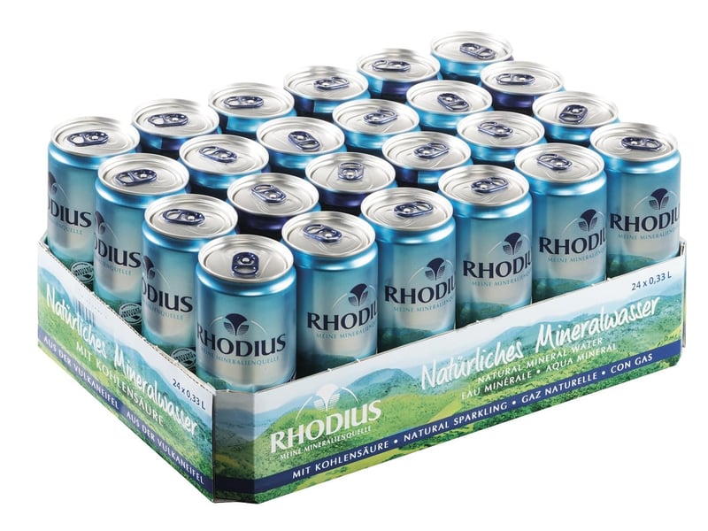 RHODIUS Mineralwasser - prickelndes Vulkaneifelwasser in Dose (24 x 330 ml)