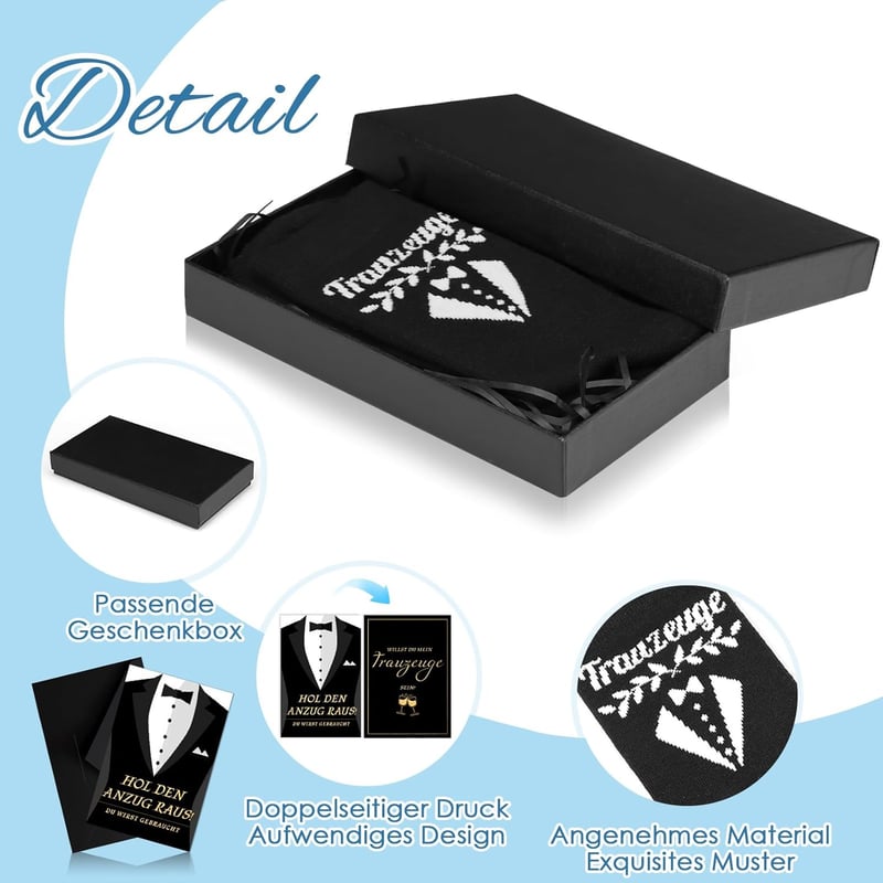 Trauzeugen-Socken für Männer mit Karte – Hochzeitsgeschenk Set in Geschenkbox