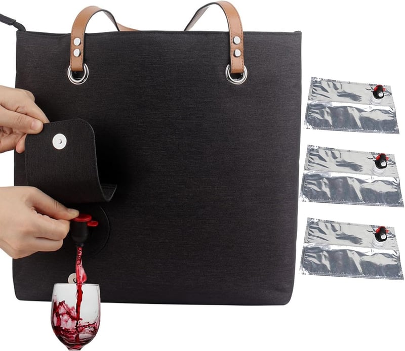 Weinhandtasche aus Oxford-Stoff mit verborgenem Spender für Veranstaltungen