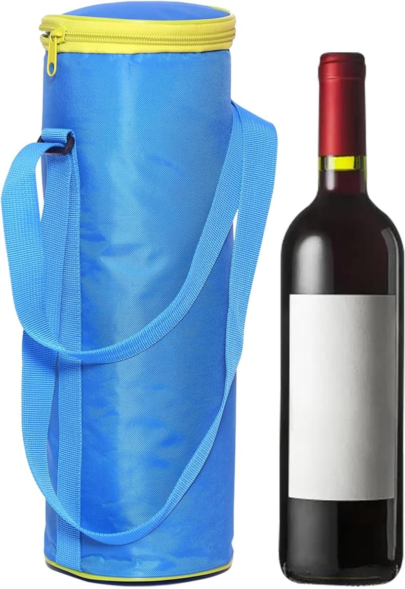 Faltbare Weinkühltasche für Picknick, isoliert, blau, verstellbarer Gurt