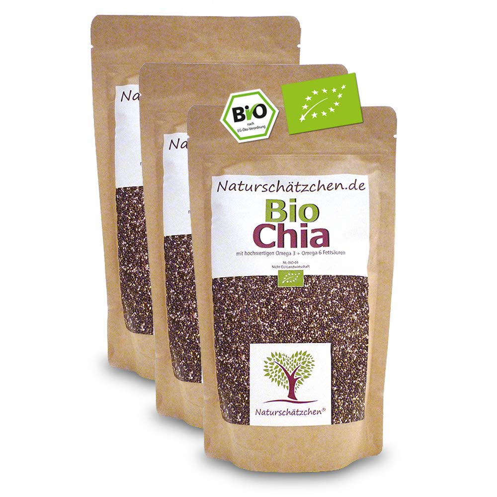 Bio Chia Samen in geprüfter Bio-Qualität (3 x 500g)
