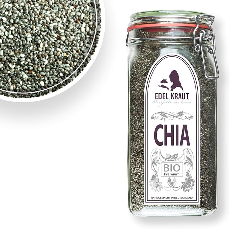 BIO Chia Samen 800g im Drahtbügelglas – 100% rein & ohne Zusätze