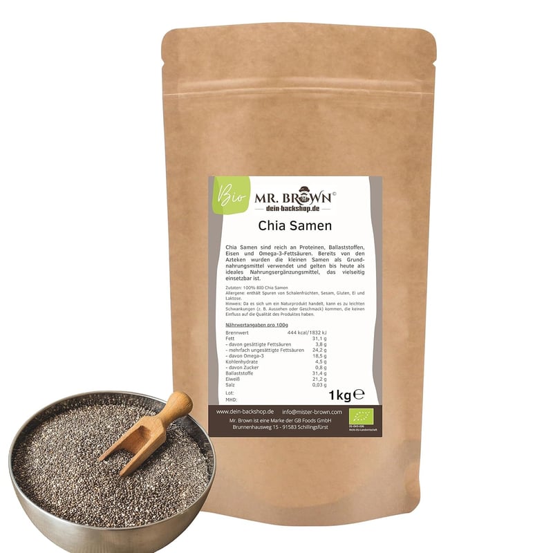 BIO Chia-Samen 1kg aus kontrolliert biologischem Anbau, schwarz