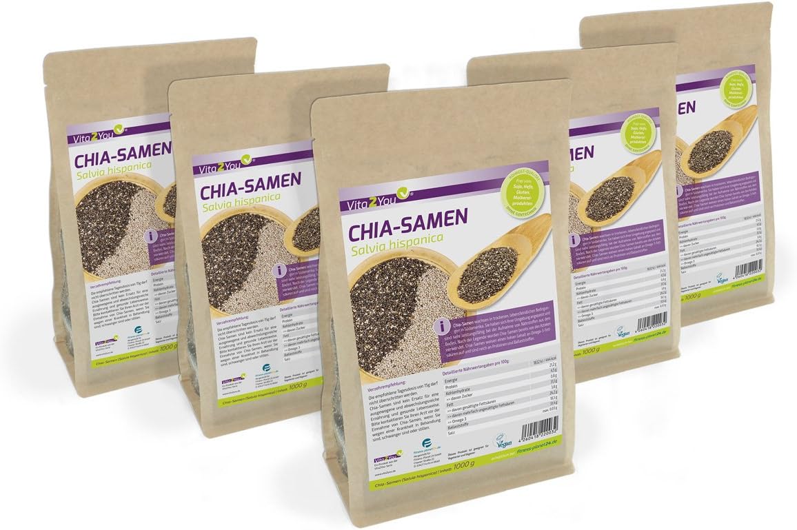 Vita2You Chia Samen - 5 x 1kg Zippbeutel, 5000g