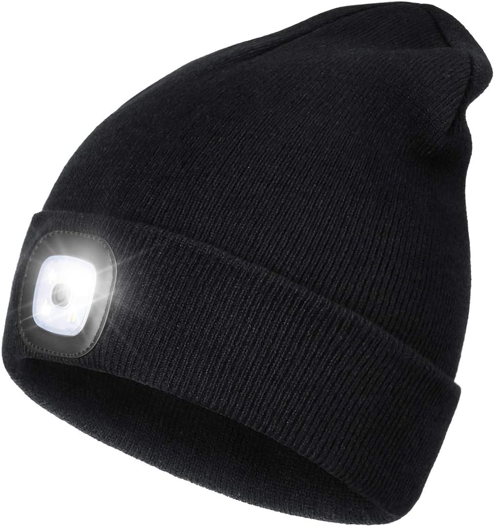 Wiederaufladbare Strickmütze mit LED-Licht für Männer und Frauen