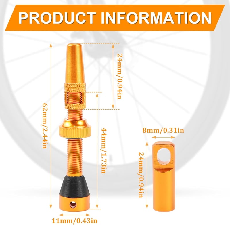 2 Stück Tubeless Ventile 44mm aus Aluminium mit Core Remover für Fahrräder