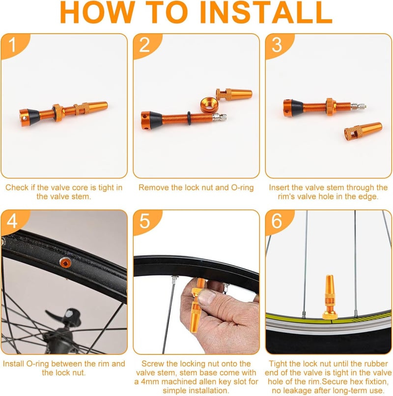 2 Stück Tubeless Ventile 44mm aus Aluminium mit Core Remover für Fahrräder