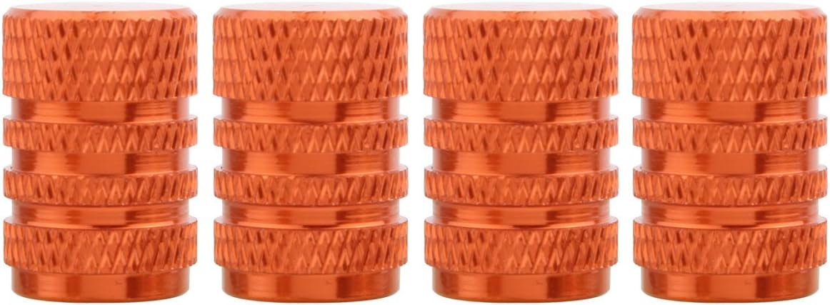Orange Aluminium Ventilkappen im runden Stil für Auto und Motorrad