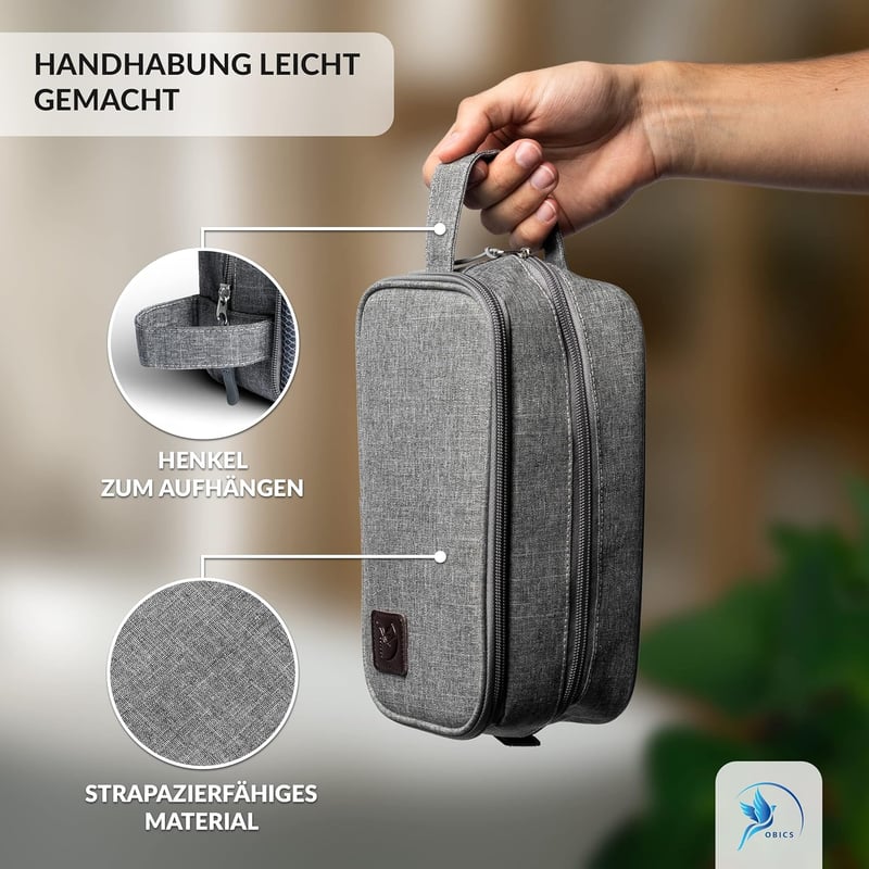 Kulturtasche mit 10 Fächern für Reisen und Camping - grau, 3L