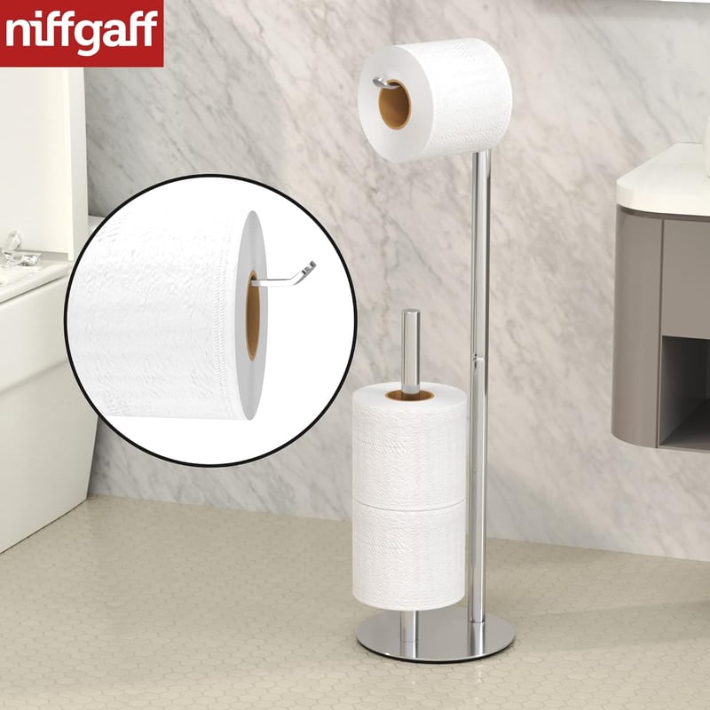 Freistehender Edelstahl Toilettenpapierhalter für 3 Rollen