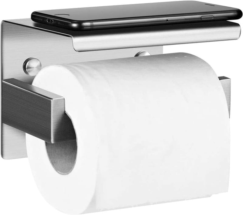 Toilettenpapierhalter aus Edelstahl mit Ablage und 2 Montagemethoden