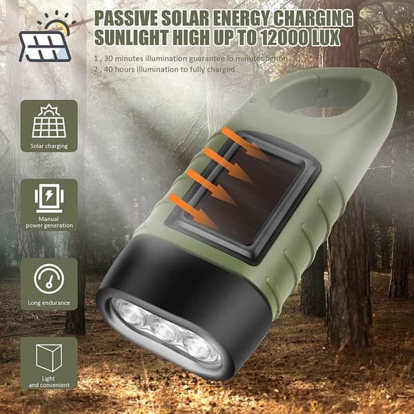 Handkurbel LED Taschenlampen für Camping – 2er Set, wasserdicht, tragbar