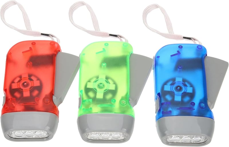 Manuelle 3-LED Taschenlampe im 3er Set für Camping und Notfälle