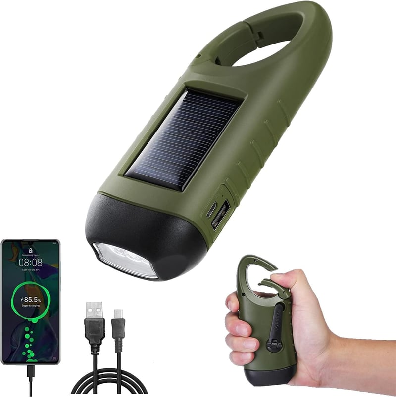 Wiederaufladbare Dynamo-Taschenlampe mit Powerbank für Outdoor-Aktivitäten