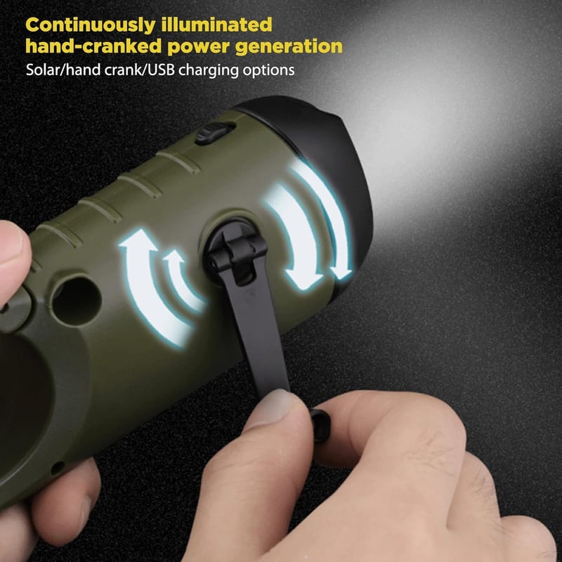 Wiederaufladbare Dynamo-Taschenlampe mit Powerbank für Outdoor-Aktivitäten
