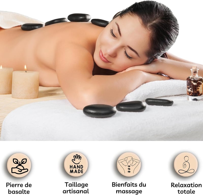 Zen Light Basalt Massage-Steineset - 5 natürliche Vulkangesteine, 6 cm x 5 cm