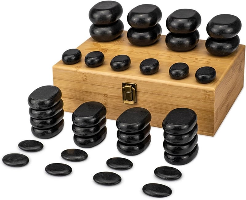 Massagestein Set mit Natursteinen in eleganter Box (36-teilig)