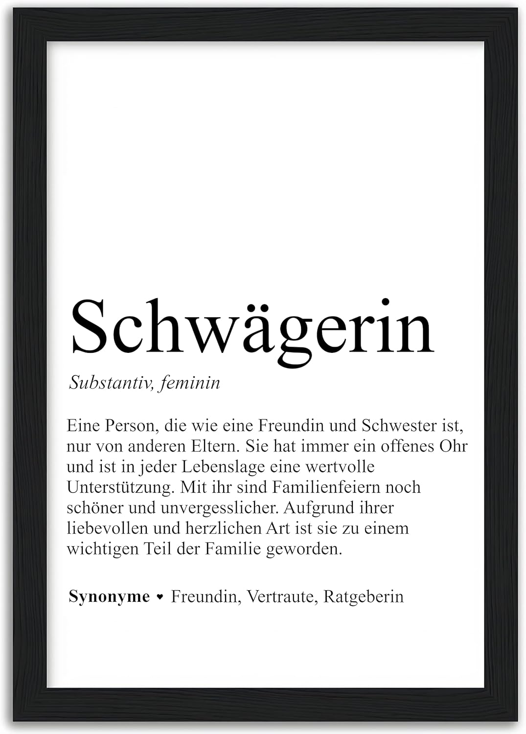 Poster für die beste Schwägerin der Welt im A4 Holzrahmen
