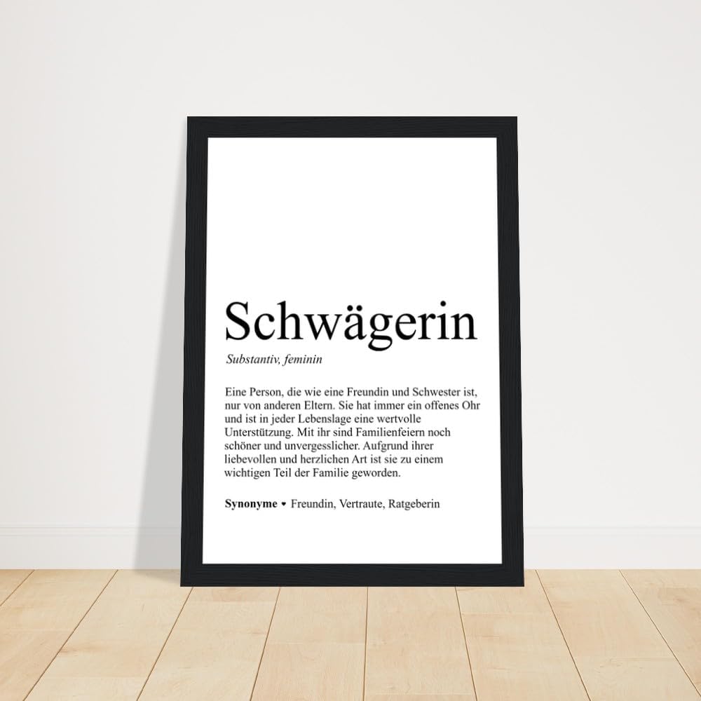 Poster für die beste Schwägerin der Welt im A4 Holzrahmen