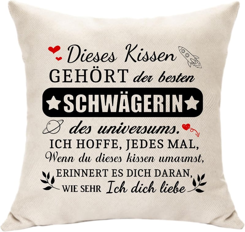 Personalisierter Kissenbezug für Schwägerin zur Hochzeit