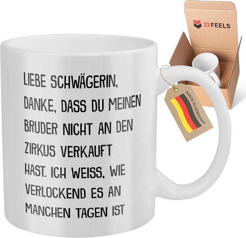 Geburtstagsgeschenk: Tasse mit Spruch für Schwägerin