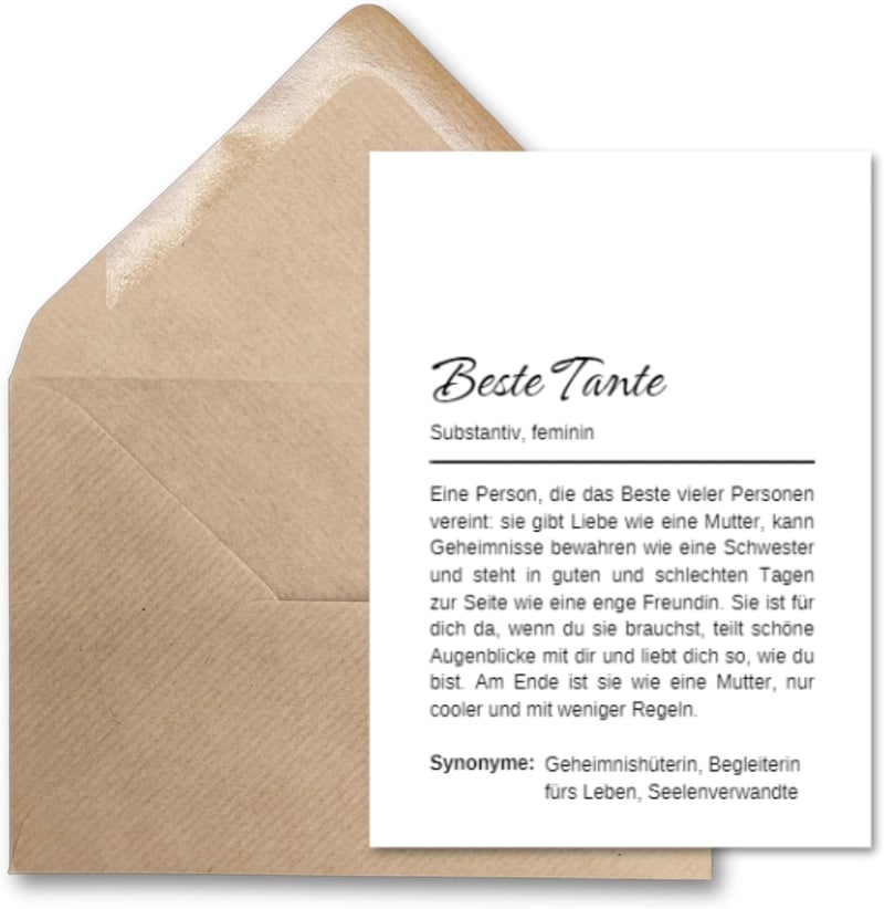 Definitionskarte für Tante | A6 mit Kraftpapierumschlag | Geschenkidee
