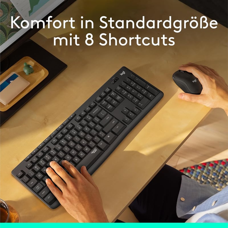 Logitech MK295 kabelloses SilentTouch Tastatur-Maus-Set - Graphit, PC