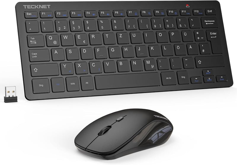 Kabelloses Tastatur-Maus-Set mit QWERTZ-Layout, leise, 15m Reichweite