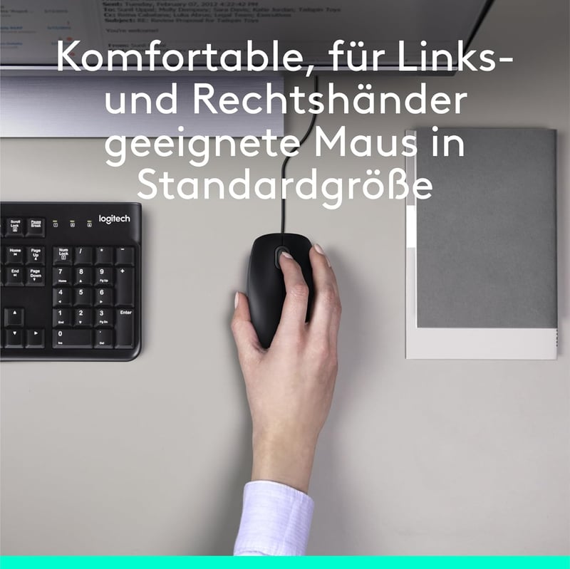 Logitech MK120 Kabelgebundenes Tastatur-Maus-Set mit QWERTZ - Schwarz