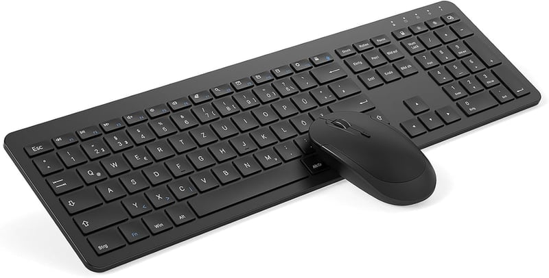 Kabelloses Tastatur-Maus-Set, Ergonomisch & Wiederaufladbar, Schwarz
