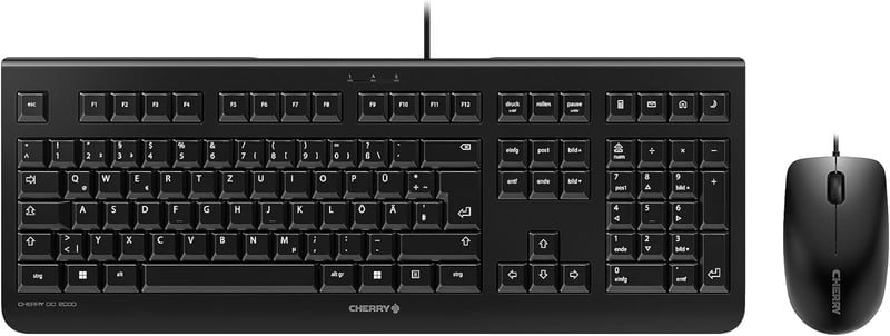Kabelgebundenes Tastatur-Maus-Set CHERRY DC 2000, QWERTZ, Schwarz