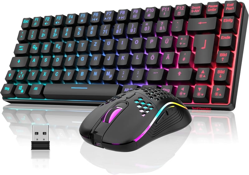 Kabelloses Gaming-Tastatur- und Maus-Set für Gamer, QWERTZ, TKL, 7200DPI