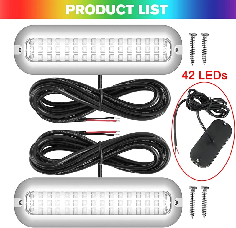 Unterwasser LED Leuchten für Boote, 2er Set, IP68 wasserdicht, Edelstahl, blau