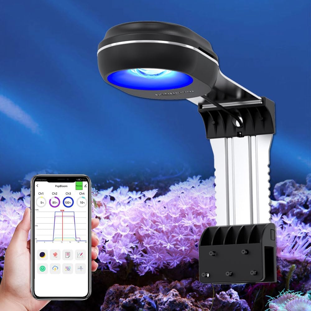 Volles Spektrum LED Aquariumlicht für Salzwasser, 60W, app-gesteuert, 50 cm