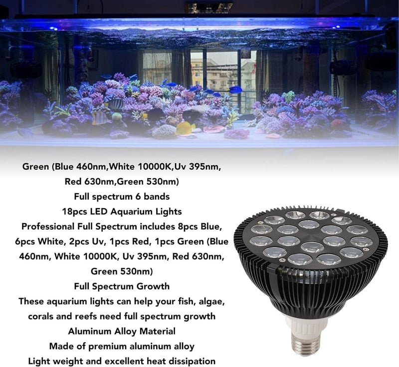 18 W LED Vollspektrum Aquariumlicht für Salzwasser-Riffaquarien