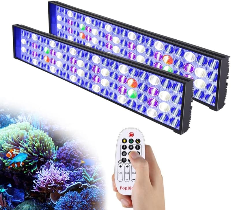 PopBloom 2er Set LED-Beleuchtung für Meerwasser-Aquarien 100-150 cm