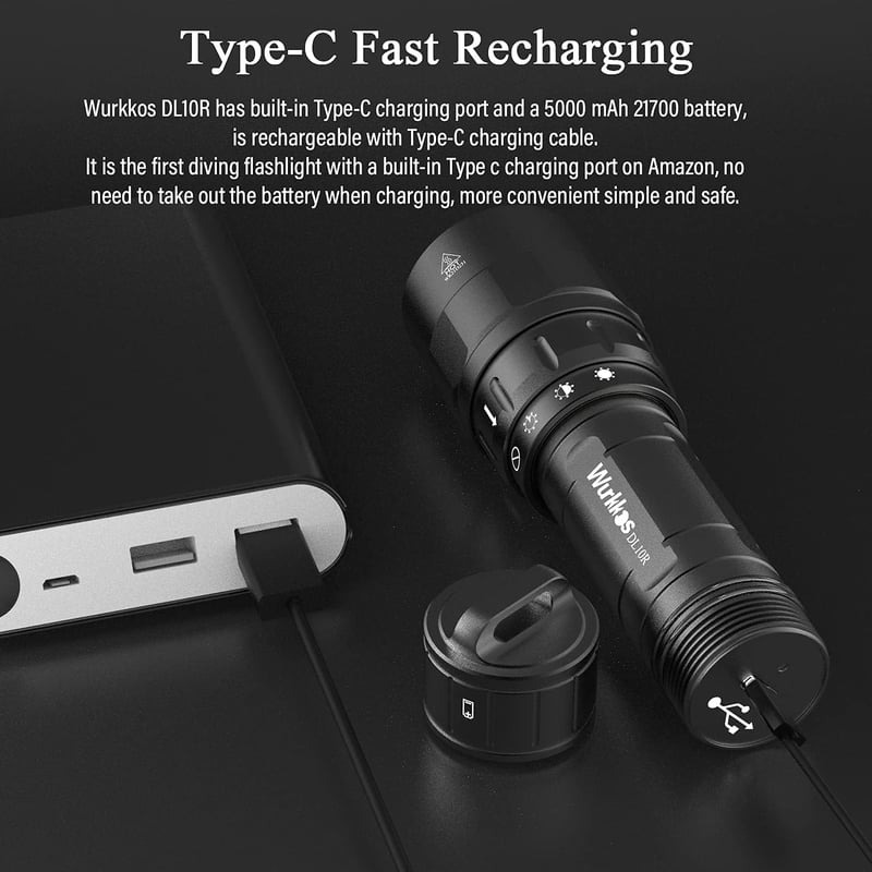 Wurkkos DL10R Tauchlampe 4500 Lumen mit USB-C, IPX8, wiederaufladbar