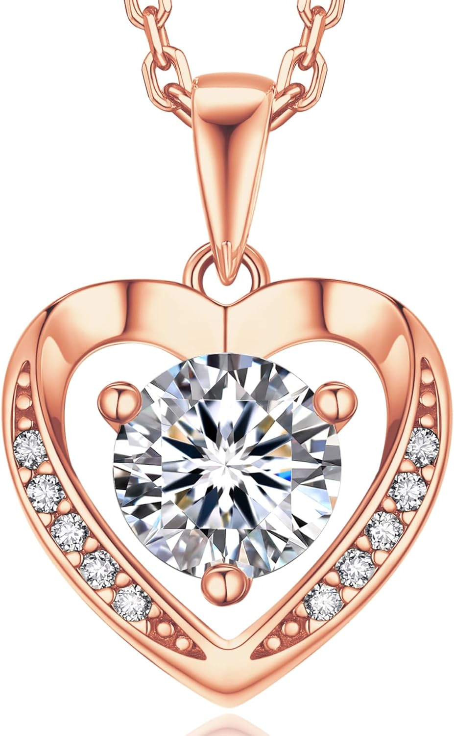 Valentinstagsgeschenk: Damen Herzanhänger-Kette aus 925 Silber mit Moissanite