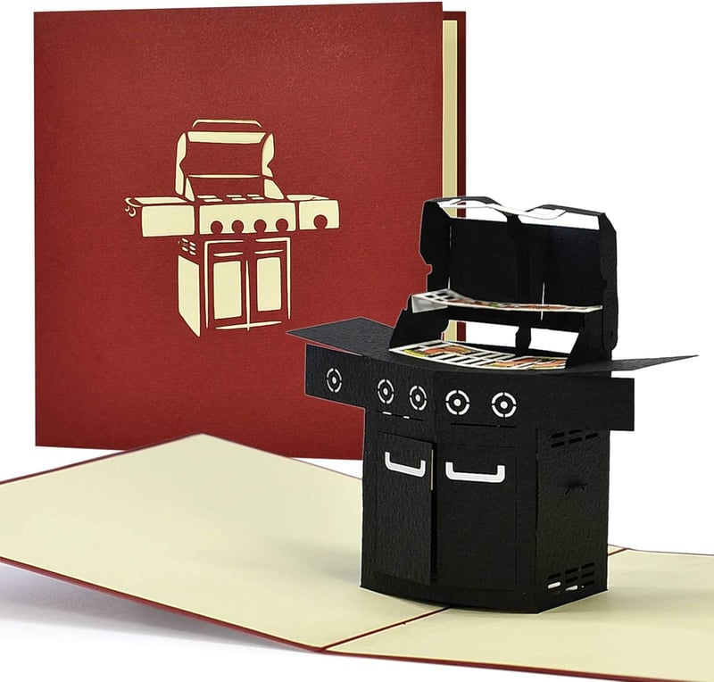 3D Pop-up Geburtstagskarte für Paare mit BBQ Grill-Motiv