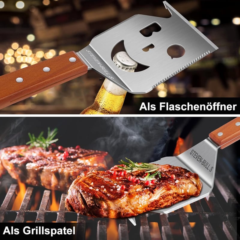 Multifunktionale Grillspachtel mit Holzgriff für Männer