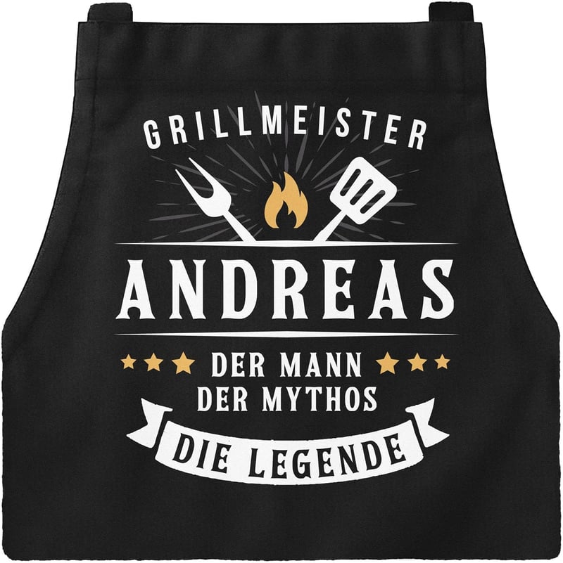 Personalisierte Grillschürze für Männer mit Namen und Spruch aus Baumwolle