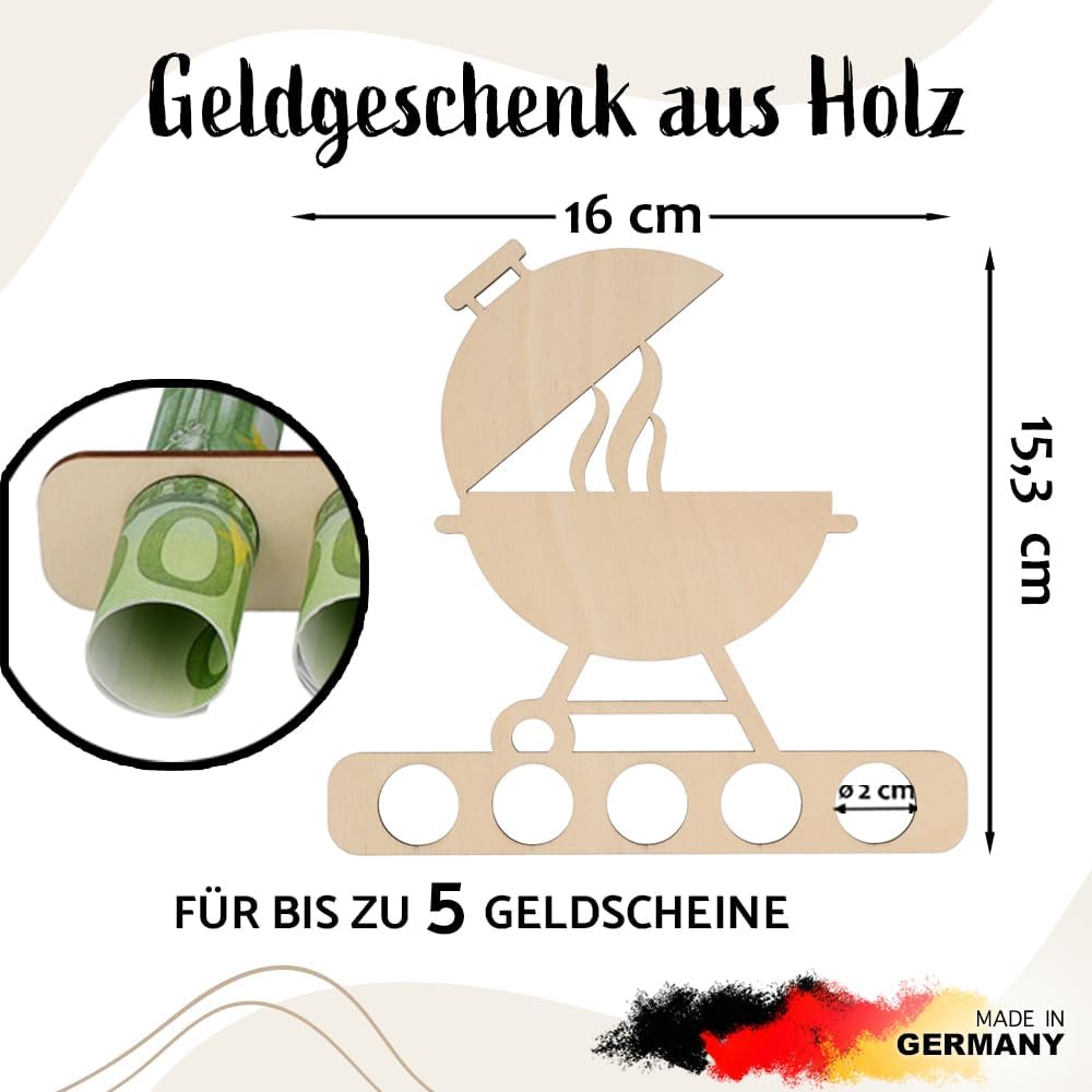 Geldgeschenk zum Geburtstag: Holz-Gutscheinhalter für Grillfans