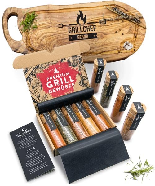 Personalisierte BBQ Gewürze mit Grillbrett – Geschenkset für Männer
