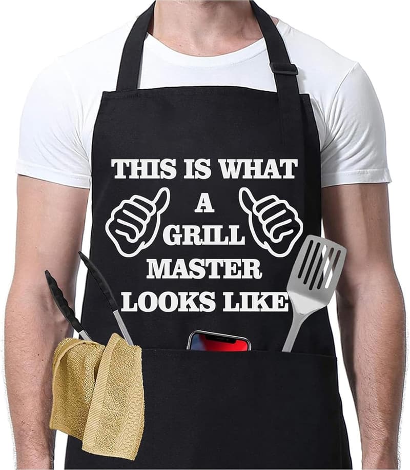 Grillschürze für Männer – Lustige BBQ-Kochschürze mit 3 Taschen