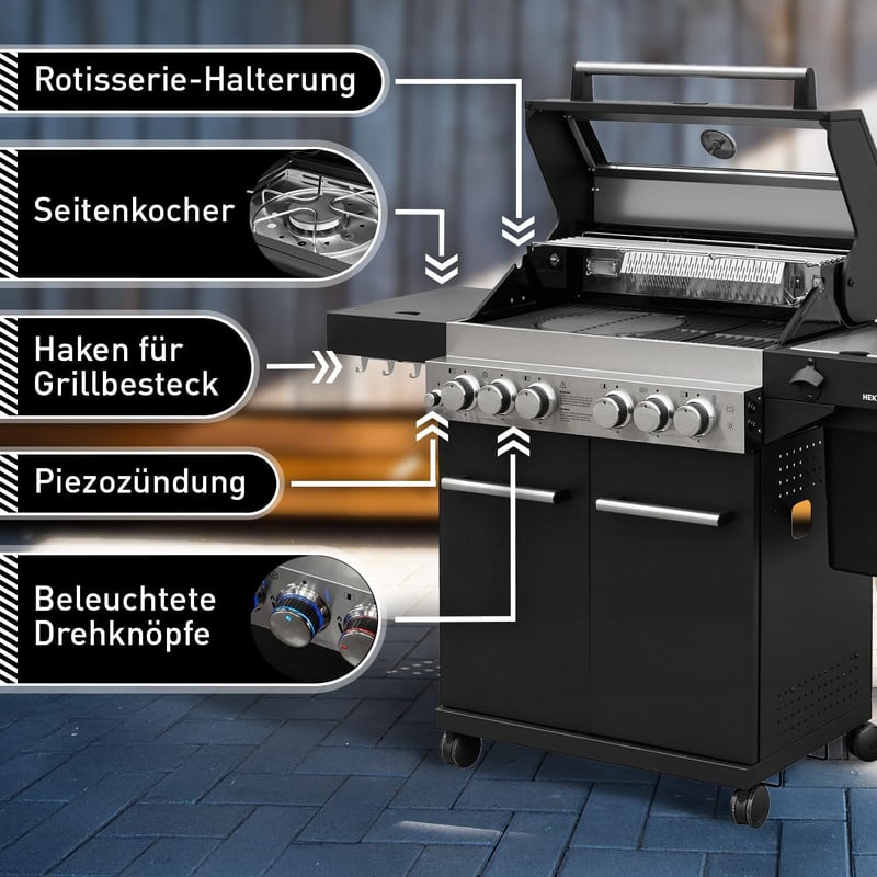 Feuergott Hektor 4B-S Edelstahl-Gasgrill mit 4 Brennern