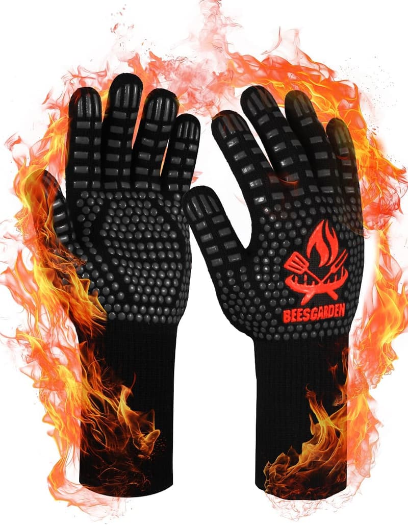 Extrem hitzebeständige Grillhandschuhe bis 800°C für BBQ und Kochen, Schwarz (L/XL/XXL)