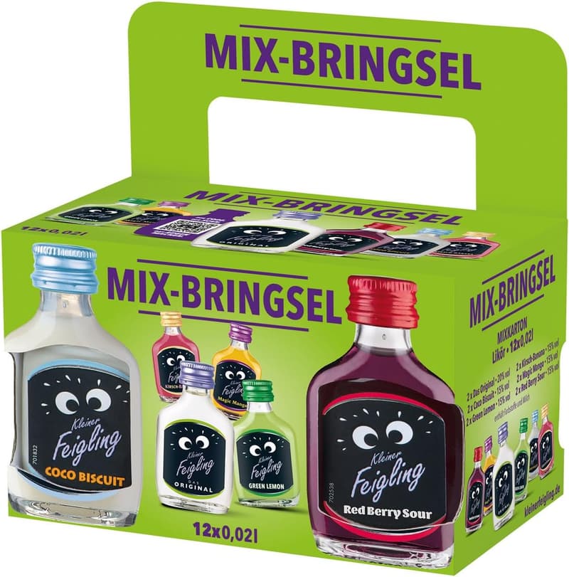 Feigling Mix-Paket (12 x 20ml) – Fruchtige Vodka-Schnaps für Unterwegs – 15 % Vol.