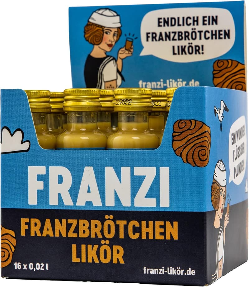 Franzbrötchen-Likör 16 x 20 ml - samtig, mit Zimt und karamellisiertem Zucker