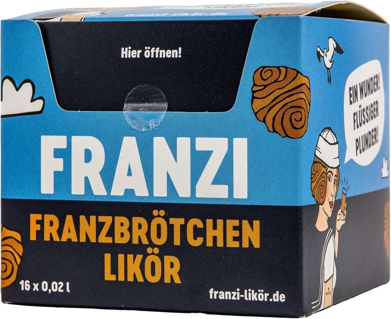 Franzbrötchen-Likör 16 x 20 ml - samtig, mit Zimt und karamellisiertem Zucker